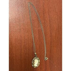 C1920s 12k GF Gold Filled Shell Cameo Pendant Necklace